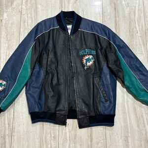 Men's Vintage Miami Dolphins Leather Jacket